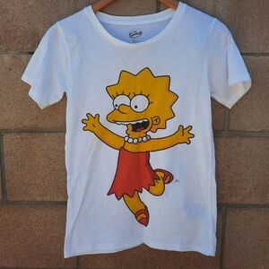 The Simpsons Double Sided Bart & Lisa Matt Groening T-Shirt Size XS White